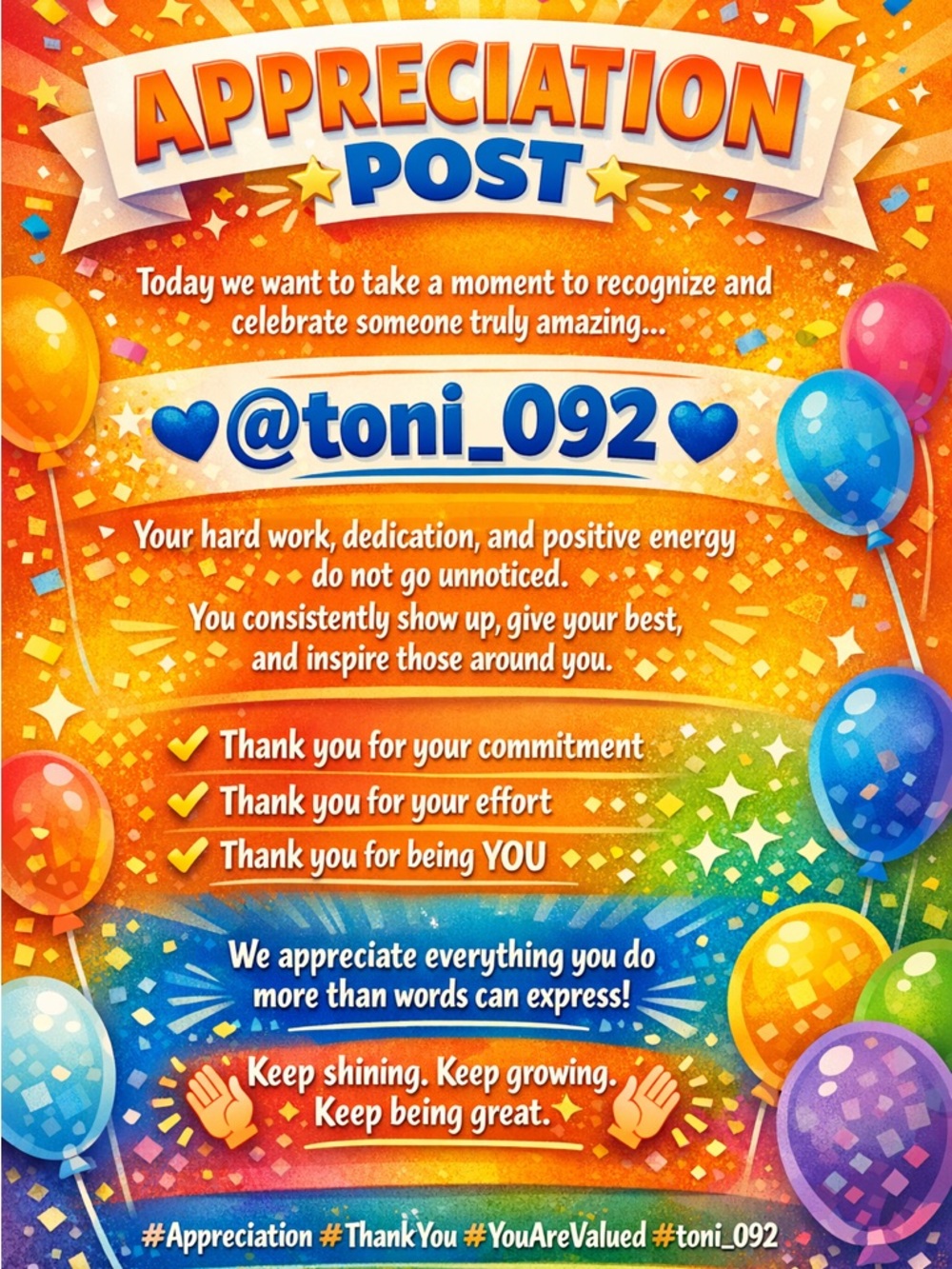 Colorful Appreciation Poster - Vibrant Orange Design